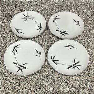 Cordon Bleu Elegance 5183 White Gold Bamboo 7 1/2 In Salad Saucers Plates Set 4